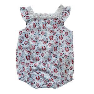 NWT Janie & Jack Floral Crochet Trim Romper Size 3-6 months